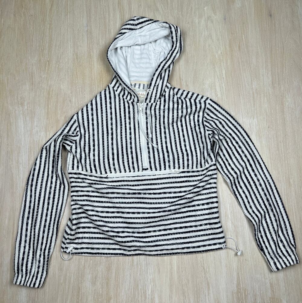 Altar'd State Stripe Nautical Stripe Pullover Drawstring Waist Hoodie Sweater XS